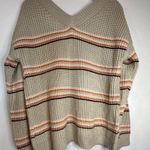 Maurice's Striped Vneck Knit Pullover Sweater Boho Tan Detail Womens size Med Photo 2