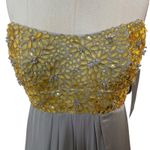 NWT Theia Couture Gold & Gray Silk Formal Strapless Dress Beaded Size 4 $995 Photo 4