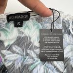 Komarov Sheer Pleated Long Sleeve Tiered Dress Watercolor Floral Green Black Photo 2