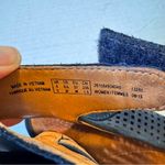 Clarks Clark’s Blue Leather Lazer Cut Wedge Sandals Womens 6.5 Beachy Casual Peep Toe Photo 6