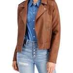 Coffee Shop Junior's Brown Faux Leather Fringe Moto Jacket Size L Photo 1