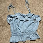 American Eagle AE Denim Ruffled Tie-Strap Crop Top Photo 5