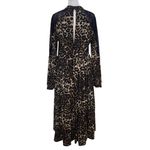 Venus  Black Leopard Print Midi Dress with Lace Accents NWOT Size 12 Photo 1