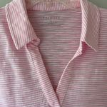 Talbots Sz XL Pink Stretch Open Split V Neck Roll Cuff Pullover Blouse Tee Shirt Photo 3