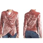 BLANK NYC Crushed Velvet Dusty Rose Pink Asymmetrical Zip Moto Jacket NWT Large Photo 6