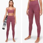 Lululemon Wunder Under High-Rise Flocked Leggings In Pink Plum With Mesh Panel Photo 1