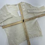 AEMI+CO Sweater Womens Small Cream Ribbed V Neck Pullover Long Sleeve Knit Soft Photo 5