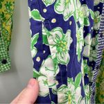 Lilly Pulitzer White Label  Blue & Green Patchwork Button Front Shirt Dress Sz M‎ Photo 4