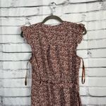 Monteau Y2K Burgundy Ditsy Floral Button Front Mini Dress Women’s Large Ruffle Photo 7