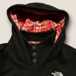 The North Face ♡  Women’s Black Hoodie with Plaid Hood and Neck Button Up ♡ Photo 1