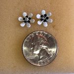 Elegant Floral Black and White Dainty Boho Flower Earrings Photo 3