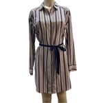 EXPRESS  Size Medium Shirt Dress Striped Blue, Red and White & Waist TiemPreloved Photo 4