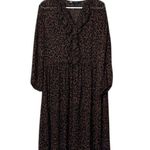 ZARA  Brown Animal Print Long Sleeve Dress,size S oversized, 100% Polyester Photo 7