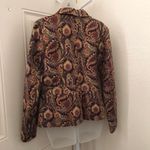 Vintage Funky Retro Brown paisley blazer button fitted office siren jacket long sleeve boho western indie Size M Photo 4