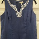 Charter Club Luxury Women's 100% Linen Shirt Dress Navy Blue Size 10 Petite NWT Photo 2