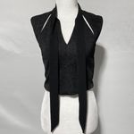 ZARA Slit Front Cap Sleeve Cropped Tie Neck Top Black Size Small 5410/234/800 Photo 9