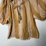 Saylor  gold mustard embroidery blouse top sz L Photo 5
