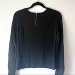 American Eagle Black Knit Crewneck Sweater with Zipper Detail Photo 4