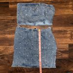 LuLus Glamorous Vibe Medium Wash Denim Two Piece Mini Dress in Size Medium Blue Photo 8