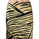 H&M Gold Metallic Zebra Animal Print Silk Satin Straight Pencil Slip Skirt Sz S Photo 5