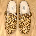 Cliffs by White Mountain Homey Leopard Print Buckle Detail Faux Fur Lined Mules Brown Size 7 Photo 9