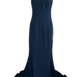 Dress the Population  Halter Neck Maxi Dress Medium Navy Blue Event Demure Formal Photo 0