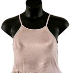 NWOT American Eagle White Purple Striped Ruffle Hem Tank Top XS Photo 2