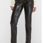 EXPRESS Black Faux Leather Ankle High Rise Paperbag Pants,4R Photo 0