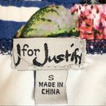 J for Justify Blue & White Striped Floral Wide Leg Crop Casual Romper Size Small Photo 4