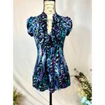 HeartSoul Y2K Baby Doll Ruffle Short Sleeve Top Blue Multi M Size M Photo 2