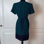 80s VINTAGE BLUE & GREEN GINGHAM PREPPY OFFICE DRESS Size M Photo 1