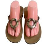 Vionic Orthoheel Bronze Metallic Circle Accent Buckle Thong Sandals Size 10 Photo 0