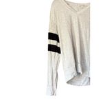 Nine Britton  Women's V-Neck Long Sleeve Top Gray with‎ Black Stripes Size S Photo 4