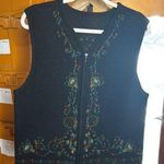 BECHAMEL Black Wool Multicolor Embroidered Zip Up Sweater Vest Womens Size Large Photo 0