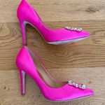 Badgley Mischka  - Cher Crystal Embellished Satin Pumps in Hot Pink & Silver Photo 3