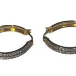Large Vermeil White Sapphire Double Hoop Women’s Designer Earrings Gold Photo 0