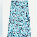 J.Crew Aqua Paisley Midi Slip Skirt Resort Wear | Size Medium Photo 0