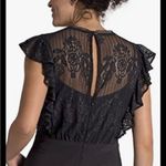 Julia Jordan NEW Lace Illusion Flutter Sleeve Black Jumpsuit Size 12 woman’s Photo 2