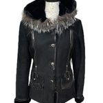 MODA'S genuine shearling suede fur coat jacket winter coat brown warm Sz M Black Size M Photo 0