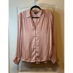 Paige  Pink Smocked Shoulder Button Front Blouse Shirt Top Long Sleeve Size S Photo 1