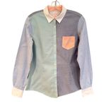 Brooks Brothers 346 Tailored Fit Colorblock Cotton Shirt Womens 8 Preppy Classic Photo 0