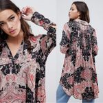 Free People • Field Of Butterflies Tunic top mini dress high low satin paisley Photo 12