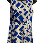Pink Owl  Women’s Ivory & Blue Size Medium Dress Sleeveless Fit‎ & Flare Photo 0