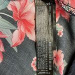 ZARA  Woman Blue Orange Floral Button Up Blouse‎ Size M Collared Flowy Semi Sheer Photo 9