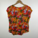 C&C California  Tropical Leaf Print Linen Top Medium Multicolor Lightweight Artsy Photo 2