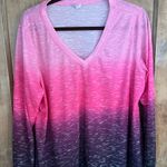 Ideology  Ombré Long Sleeved Tee Shirt. Beautiful Pinks and Purple. Size 1X Photo 1