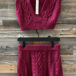 For Love & Lemons  Layton Burgundy Knit Sweater SET Vest & Skirt Set Small NWT Photo 0