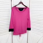 Talbots Chinch Hem Long Sleeve T Shirt Pink Navy Blue Medium Photo 6
