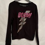 PINK - Victoria's Secret Victoria’s Secret PINK Sequin Boom Lightning Bolt Graphic Black Pullover Medium Photo 6