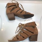 Lucky Brand  Women’s Genevie Leather Suede Tan Brown Cage Lace-Up Open Toe Heels Photo 5
